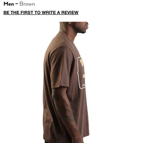 True Religion Brown Graphic Tee with Cream & Gold Logo - Picture 3 of 3